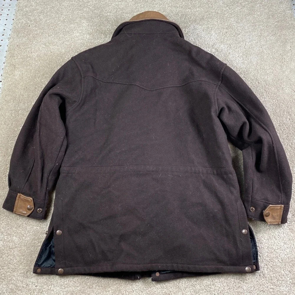 Australian Outback Collection‎ Mens Wool Leather Trim Field Jacket Brown Small